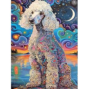 JXAVAXDE Adult Diamond Painting Set The Special Poodle DIY 5D Round Full Diamond Poodle Perfect for Family Leisure and Living Room Bedroom Wall Decoration 12x16 inch