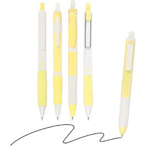 M&G Gel Pen Medium Point 0.5mm, 5 Pack Quick Dry Smooth Retractable Black Gel Ink Rollerball Pen for Home Office Writing Note Taking Journaling Business, Yellow, Style 8