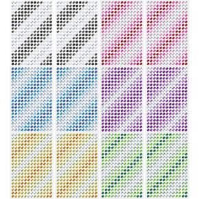 buylorco 3120pcs ملصق GEM Gem Stickle Gemstone Sticker stick stick stick stick on gem ، 12 ورقة ، 19 لونًا ، 6 مم
