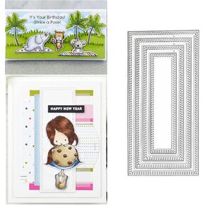 4Pcs/Set Rectangle Frame Metal Die Cuts,Slimline Stitched Rectangular Nesting Tag Background Cutting Dies Cut Stencils for DIY Scrapbooking Photo Decorative Embossing Paper Card Making