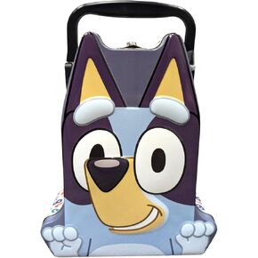 Bluey Head Shaped Tin Carry All - Hinged, Lid, Handle, 1 Count, Blue