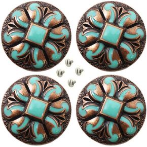 مجموعة تشالنجر من 4 Conchos Western Tack 1-1/4 "النحاس المحفور في الفيروز