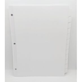1/12 Blank Index Tab Dividers, White, 3 Hole Punched
