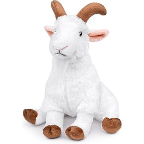 Goat Plush Toy - Lifelike 10' Sitting Goat Stuffed Animal, Soft White Plushie Toy, Unique Model Doll for Kids