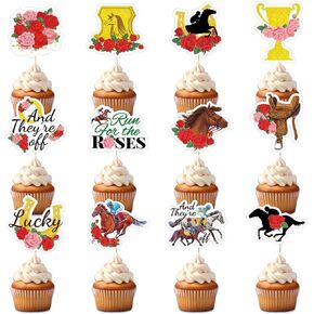 288pcs Derby Cupcake Toppers Decorations tounpicks Kentucky Party Supplies Horse Racing Cake Decortation