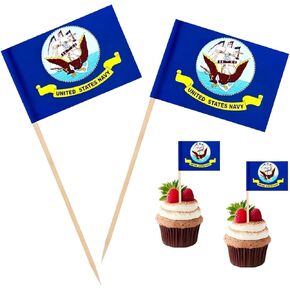 100 PCS American Navy Flag USA Flags Navy Toinpick ، ​​Cocktail Picks Mini Stick Cupcake Topcake Picks Country Decoration احتفال كوكتيل طعام.