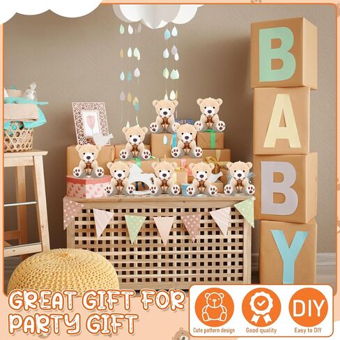 12 Pcs Mother's Day Mini Bears 4 Inch Small Pink Bear Bulk for Baby Shower Tiny Plush Stuffed Animal Toys Soft Doll for Her Him Graduation Birthday Gender Reveal Keychain DIY in Saudi Arabia