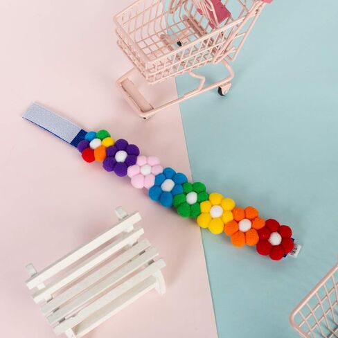 2PCS Dog Cat Collar Rainbow Hairball Flower Velcro Pet Necklace Cute Neck Strap for Pet Costume Supplies in Kuwait