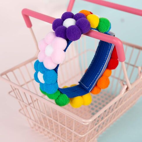 2PCS Dog Cat Collar Rainbow Hairball Flower Velcro Pet Necklace Cute Neck Strap for Pet Costume Supplies in Kuwait