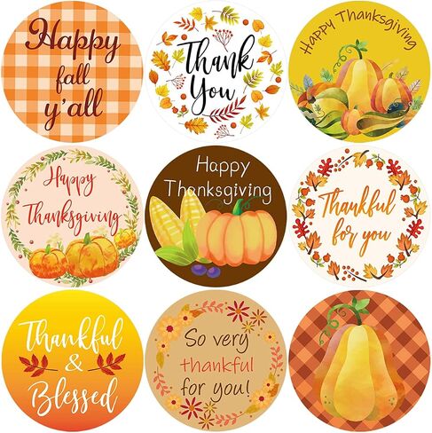 Fall Sticker Happy Thanksgiving Stickers Thank You Holidays Labels 210Pcs 7 Sheets in Saudi Arabia