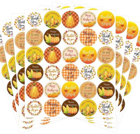 Fall Sticker Happy Thanksgiving Stickers Thank You Holidays Labels 210Pcs 7 Sheets in Saudi Arabia