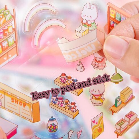 5-Sets DIY 3D House Stickers, Make Your Own Sticker Therapy 3D Scenes for Adults Kids, Cute 3D Korean Cartoon Scene Stickers for Relief Stress Pass The Time (Life Food Series) in Saudi Arabia