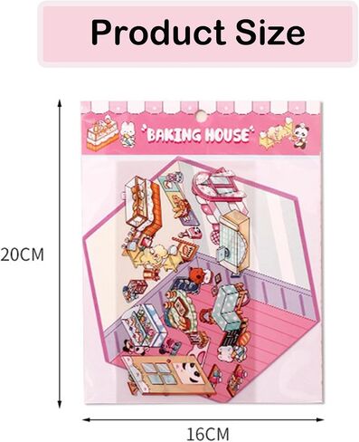 5-Sets DIY 3D House Stickers, Make Your Own Sticker Therapy 3D Scenes for Adults Kids, Cute 3D Korean Cartoon Scene Stickers for Relief Stress Pass The Time (Life Food Series) in Saudi Arabia