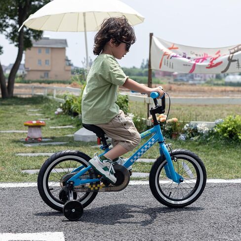 دراجة أطفال طراز BMX مقاس 12-18 بوصة من Glerc NuNu لعمر 1-8 سنوات مع عجلات تدريب وواقي سلسلة مغلق، ألوان متعددة in Kuwait