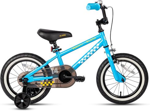 دراجة أطفال طراز BMX مقاس 12-18 بوصة من Glerc NuNu لعمر 1-8 سنوات مع عجلات تدريب وواقي سلسلة مغلق، ألوان متعددة in Kuwait