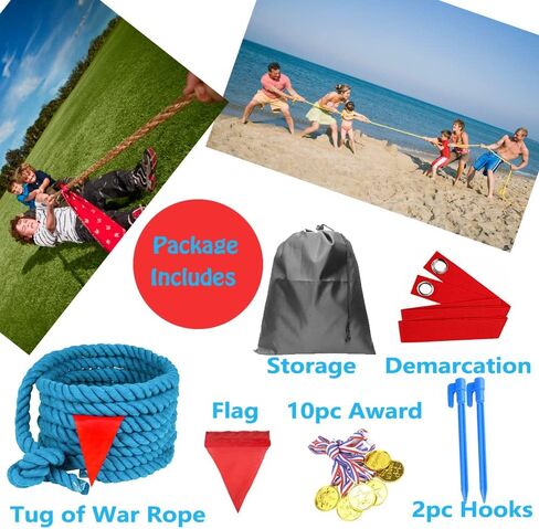 60 Feet Tug of War Rope for Kids and Adults, Outdoor Games Summer Outdoors Yard Backyard Camping Lawn Games for Field Day Family Reunion Birthday Party Team Building Activities Carnival Games in Saudi Arabia