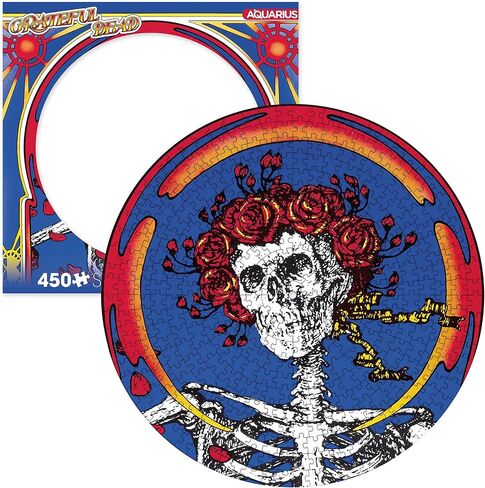 AQUARIUS Grateful Dead Skull & Roses Record Disc Puzzle (450 Piece Jigsaw Puzzle) - Glare Free - Precision Fit - Officially Licensed Merchandise & Collectibles - 12x12 in in Saudi Arabia