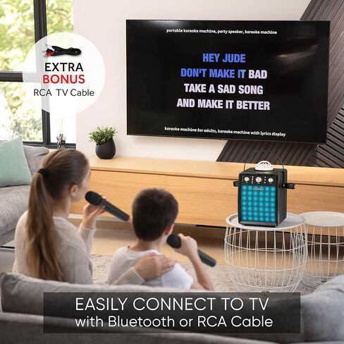 آلة كاريوكي ماسينجو للبالغين والأطفال مع 2 ميكروفونات لاسلكية، مجموعة نظام مكبر صوت محمول للغناء PA مع 2 ميكروفونات بلوتوث، وأضواء حفلات كرة ديسكو وكابل تلفزيون، أوستيناتو M7 in Kuwait