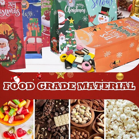 Christmas Treat Bags - 24 pcs Christmas Paper Treat Bags, Premium Christmas Candy Bags Treat Bags, Small Christmas Gift Bags, Christmas Goodies Bags for Party Favors, School Events, Christmas Party in Saudi Arabia
