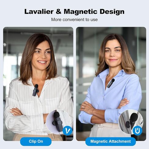 Wireless Lavalier Microphone for iPhone, Mini Microphone with Active Noise Cancellation, Magnetic Lapel Microphone for TikTok, YouTube, Video Vlog, Interviews, Live Streaming (A1) in Saudi Arabia