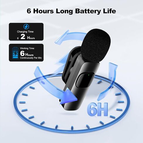 Wireless Lavalier Microphone for iPhone, Mini Microphone with Active Noise Cancellation, Magnetic Lapel Microphone for TikTok, YouTube, Video Vlog, Interviews, Live Streaming (A1) in Saudi Arabia