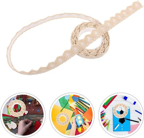 2pcs Adhesive Lace Tape Decorative Masking Ribbon for Scrapbooking Crafts Beige DIY Projects Present Wrapping and Card Making in Saudi Arabia