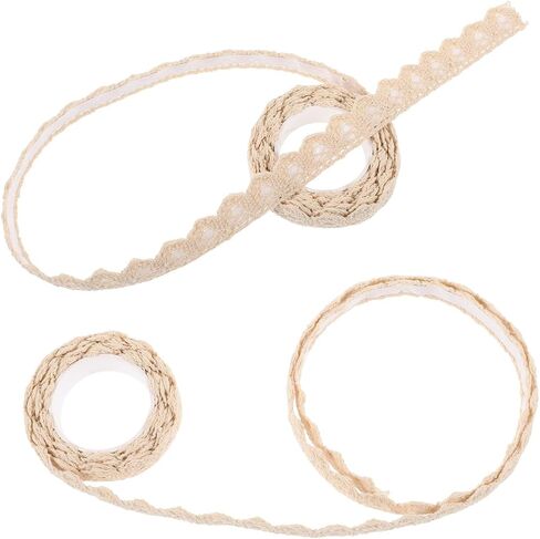 2pcs Adhesive Lace Tape Decorative Masking Ribbon for Scrapbooking Crafts Beige DIY Projects Present Wrapping and Card Making in Saudi Arabia