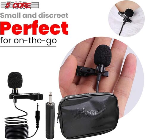 5 CORE Professional Omnidirectional Lavalier Microphone 3.5mm Clip-On Lapel Mic for Smartphone DSLR Camera PC Interview Video Camcorders Audio Recorder CM Mob 2M in Kuwait