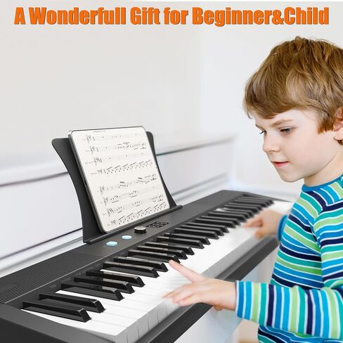 بيانو كهربائي، لوحة مفاتيح محمولة للأطفال تحتوي على 61 مفتاحًا، بيانو كهربائي مع ميكروفون ووضع سماعة الرأس، لوحة مفاتيح بيانو كاملة مع تعليم لوحة مفاتيح كهربائية محمولة لأفضل هدية عيد ميلاد in Kuwait