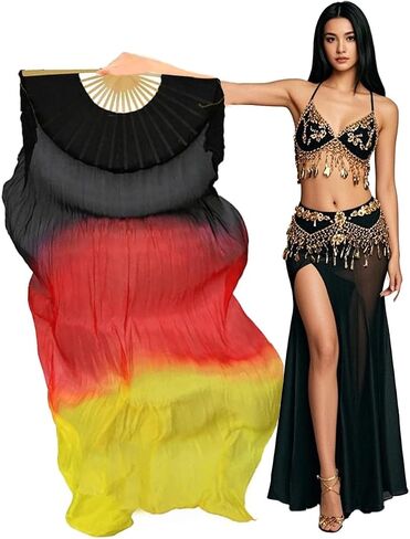 Women 1 Piece Hand-made Real Silk Long Belly Dance Fan Veils(Right Hand Only) in Kuwait