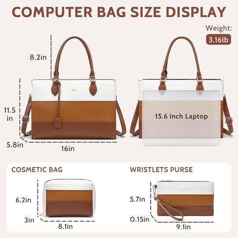Keyli 3pcs مجموعة كمبيوتر محمول حقيبة للنساء ، 15.6 بوصة عمل حقيبة حمل مقاومة للماء حقيبة كمبيوتر حقيبة كتف in Kuwait