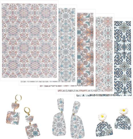 Hobbiesay 5pcs أوراق نقل الطين البوليمري أوراق نقل الأزهار الفخار أوراق Underglaze Plant أوراق نقل الطين الطبيعية بوهو لأقراط البوليمر تصميم المجوهرات تصميم المجوهرات in Saudi Arabia