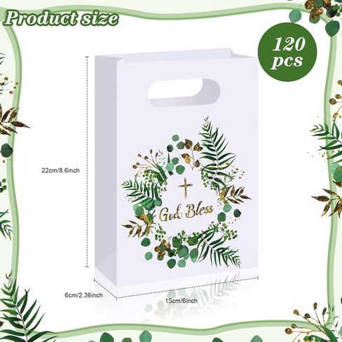 First Communion Religious Party Favor Gift Bags Cross Paper Gift Bags God Bless Treat Paper Bags for First Communions, Christenings, Baptism, Easter (60 Pack) in Saudi Arabia
