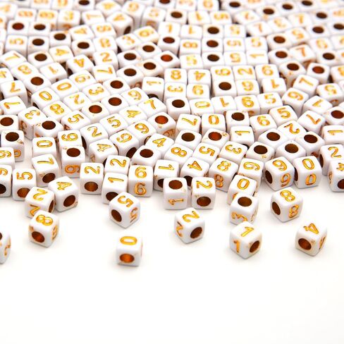 1000pcs رقم مربع الخرز Cube 6x6mm أبيض Bead Bead DIY لتصنيع المجوهرات قلادة الأساور (أبيض أسود) in Kuwait