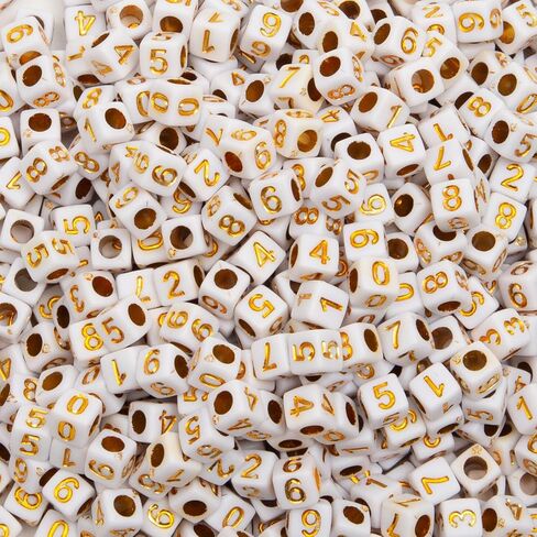 1000pcs رقم مربع الخرز Cube 6x6mm أبيض Bead Bead DIY لتصنيع المجوهرات قلادة الأساور (أبيض أسود) in Kuwait
