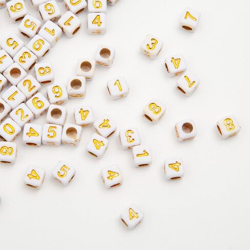 1000pcs رقم مربع الخرز Cube 6x6mm أبيض Bead Bead DIY لتصنيع المجوهرات قلادة الأساور (أبيض أسود) in Kuwait