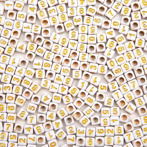 1000pcs رقم مربع الخرز Cube 6x6mm أبيض Bead Bead DIY لتصنيع المجوهرات قلادة الأساور (أبيض أسود) in Kuwait