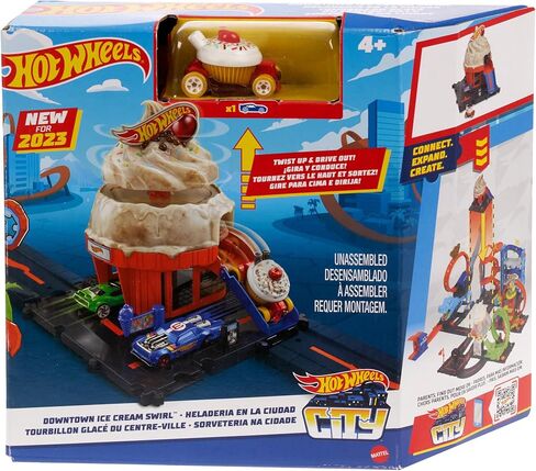 Hot Wheels City Track Set with 1 Car, Track Play That Connects to Other Sets, Ice Cream Shop Playset​​ in Saudi Arabia