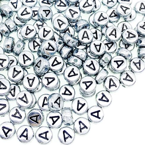 200Pcs Round Ancient Silver Letter F Beads,4x7mm Flat Letter-F Beads for Bracelets,Alphabet Beads for Jewelry Making DIY Necklaces Crafts Supply(Silver-F) in Saudi Arabia