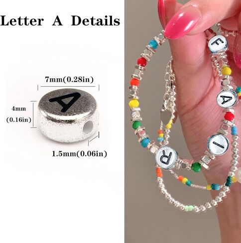 200Pcs Round Ancient Silver Letter F Beads,4x7mm Flat Letter-F Beads for Bracelets,Alphabet Beads for Jewelry Making DIY Necklaces Crafts Supply(Silver-F) in Saudi Arabia