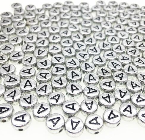 200Pcs Round Ancient Silver Letter F Beads,4x7mm Flat Letter-F Beads for Bracelets,Alphabet Beads for Jewelry Making DIY Necklaces Crafts Supply(Silver-F) in Saudi Arabia