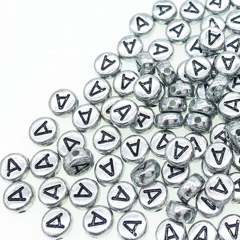 200Pcs Round Ancient Silver Letter F Beads,4x7mm Flat Letter-F Beads for Bracelets,Alphabet Beads for Jewelry Making DIY Necklaces Crafts Supply(Silver-F) in Saudi Arabia