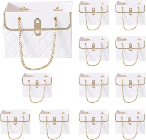 Long Xin Series 12pcs صناديق الهدايا الوردي سلسلة الذهب صناديق الهدايا رومانسية الزفاف لصالح زهور بائع الزهور الصناديق الورقية الحرف اليدوية المستطيلة حقائب الهدايا لحزمة الهدايا (الوردي) in Kuwait