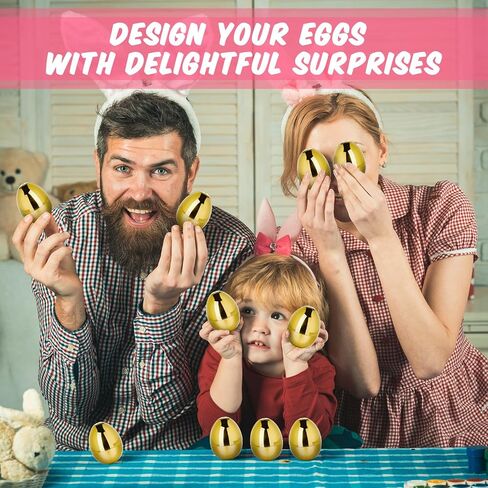 24 Pcs Fillable Easter Eggs 2.36 Inch Easter Eggs with Hinge Plastic Empty Eggs for Easter Egg Hunt Basket Stuffers Easter Theme Decorations (Gold) in Saudi Arabia