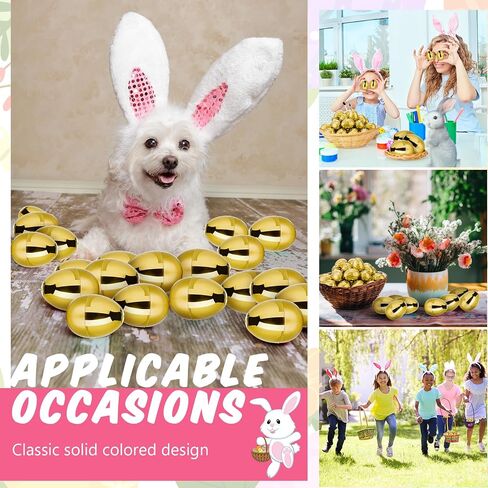 24 Pcs Fillable Easter Eggs 2.36 Inch Easter Eggs with Hinge Plastic Empty Eggs for Easter Egg Hunt Basket Stuffers Easter Theme Decorations (Gold) in Saudi Arabia