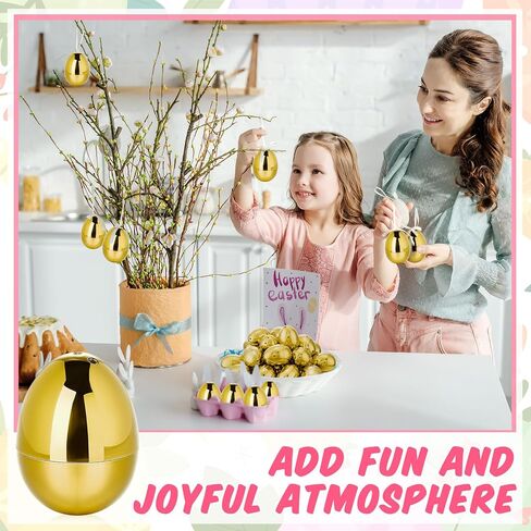 24 Pcs Fillable Easter Eggs 2.36 Inch Easter Eggs with Hinge Plastic Empty Eggs for Easter Egg Hunt Basket Stuffers Easter Theme Decorations (Gold) in Saudi Arabia
