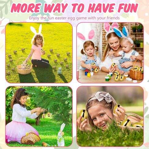 24 Pcs Fillable Easter Eggs 2.36 Inch Easter Eggs with Hinge Plastic Empty Eggs for Easter Egg Hunt Basket Stuffers Easter Theme Decorations (Gold) in Saudi Arabia