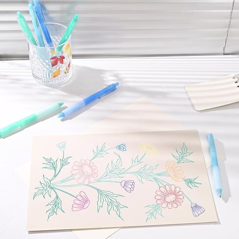 BAYTORY 8Pcs Acrylic Gel Pens, 0.7mm Fine Point Assorted Colors Ink Pen, Multicolored Pens Smooth Tip No Bleed Smear, for Drawing Writing and Note Taking (Blue Green Color Scheme) in Saudi Arabia