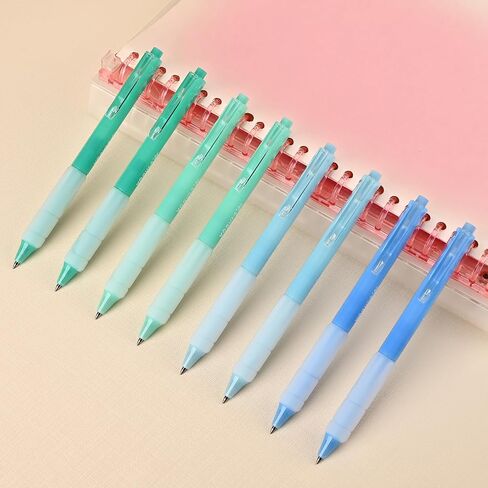 BAYTORY 8Pcs Acrylic Gel Pens, 0.7mm Fine Point Assorted Colors Ink Pen, Multicolored Pens Smooth Tip No Bleed Smear, for Drawing Writing and Note Taking (Blue Green Color Scheme) in Saudi Arabia