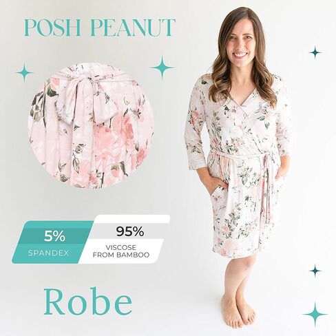 Posh Peanut Maternity Robe for Hospital Delivery - Soft Viscose from Bamboo Postpartum Robe for Women Nursing & Lounging in Kuwait